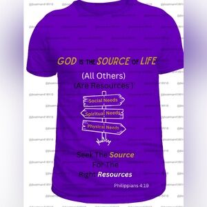 Graphic Purple Faith T-Shirt - "God is the Source of Life"